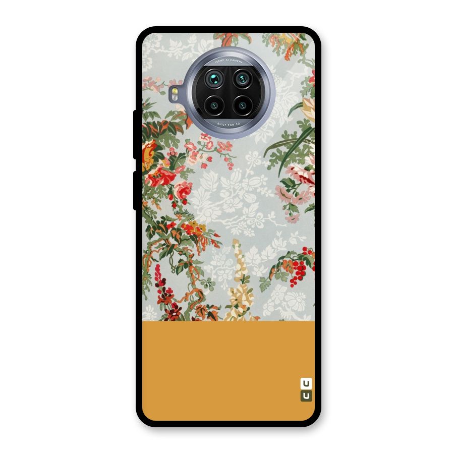 Golden Stripe on Floral Glass Back Case for Mi 10i