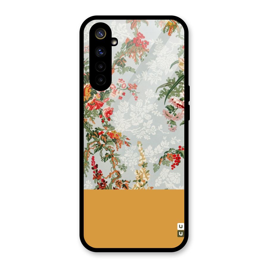 Golden Stripe on Floral Glass Back Case for Realme 6