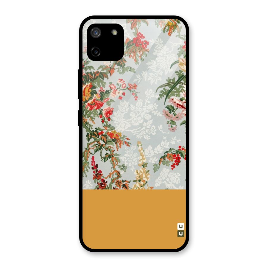 Golden Stripe on Floral Glass Back Case for Realme C11