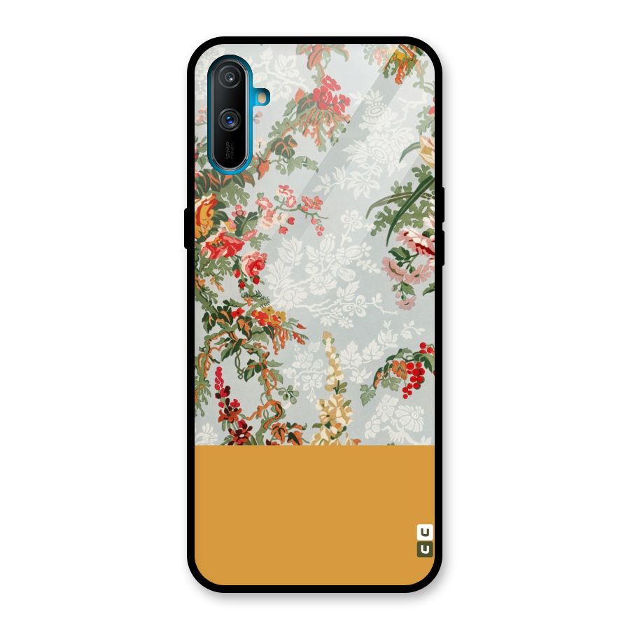 Golden Stripe on Floral Glass Back Case for Realme C3