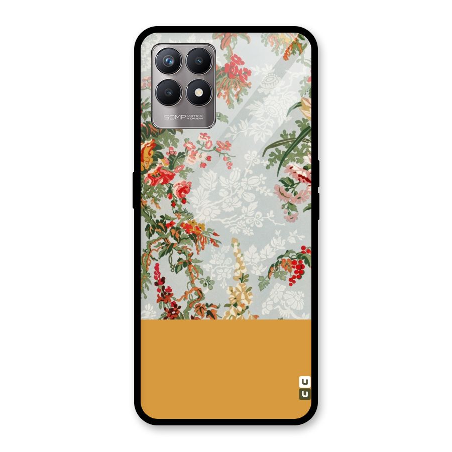Golden Stripe on Floral Glass Back Case for Realme Narzo 50