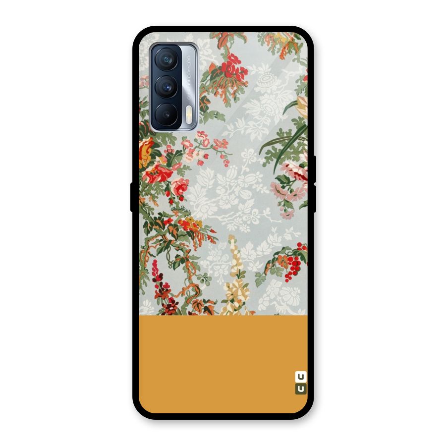 Golden Stripe on Floral Glass Back Case for Realme X7