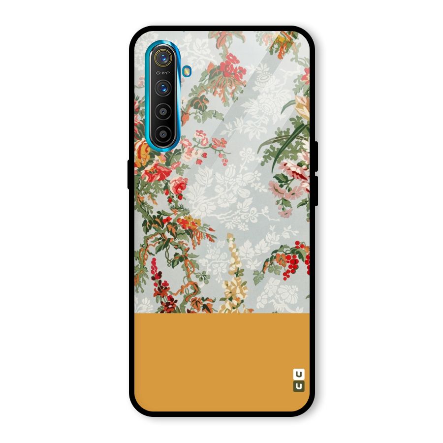 Golden Stripe on Floral Glass Back Case for Realme XT