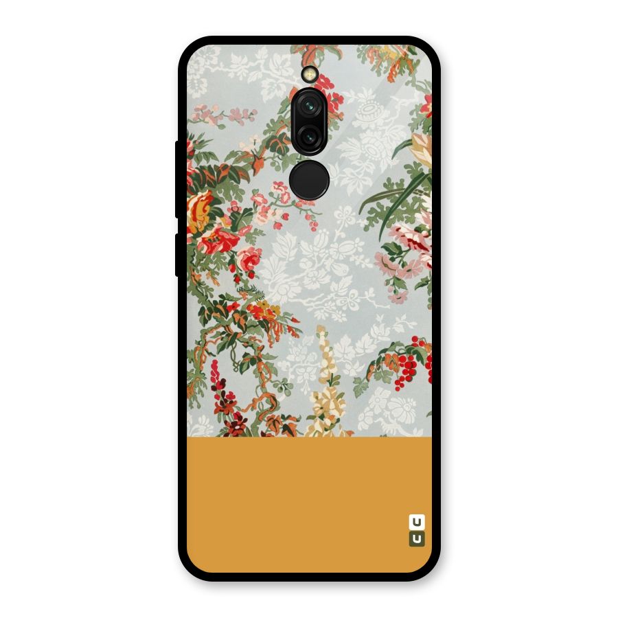 Golden Stripe on Floral Glass Back Case for Redmi 8