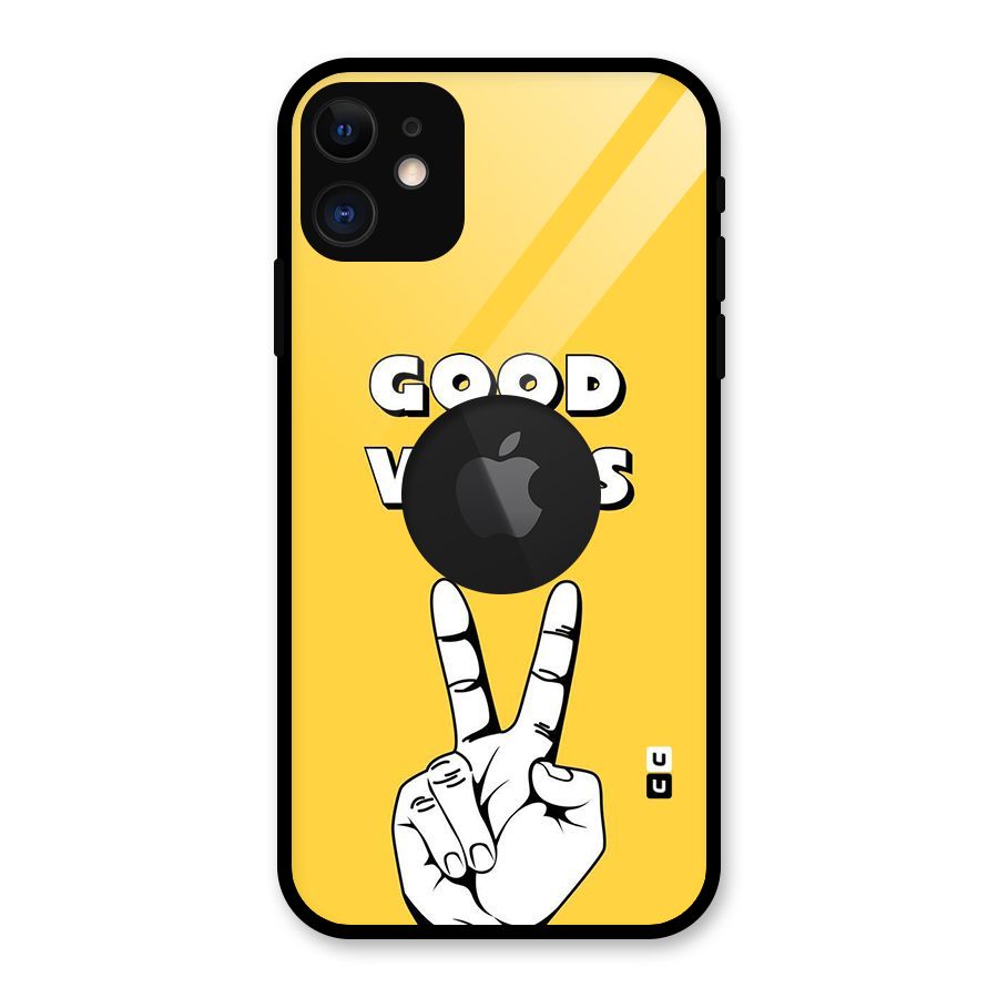 Good Vibes Victory Glass Back Case for iPhone 11 Logo Cut