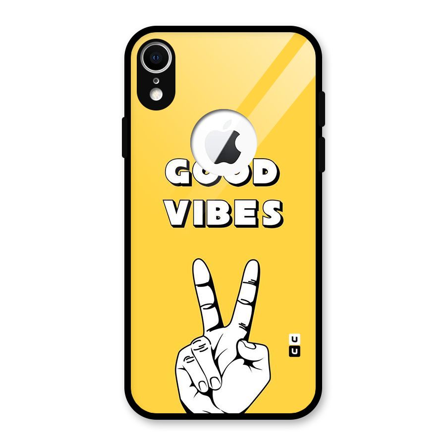 Good Vibes Victory Glass Back Case for iPhone XR Logo Cut