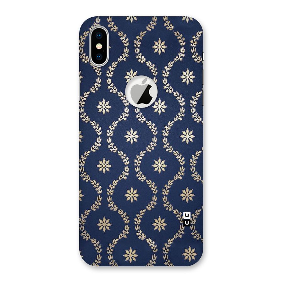 Gorgeous Gold Leaf Pattern Back Case for iPhone X Logo Cut