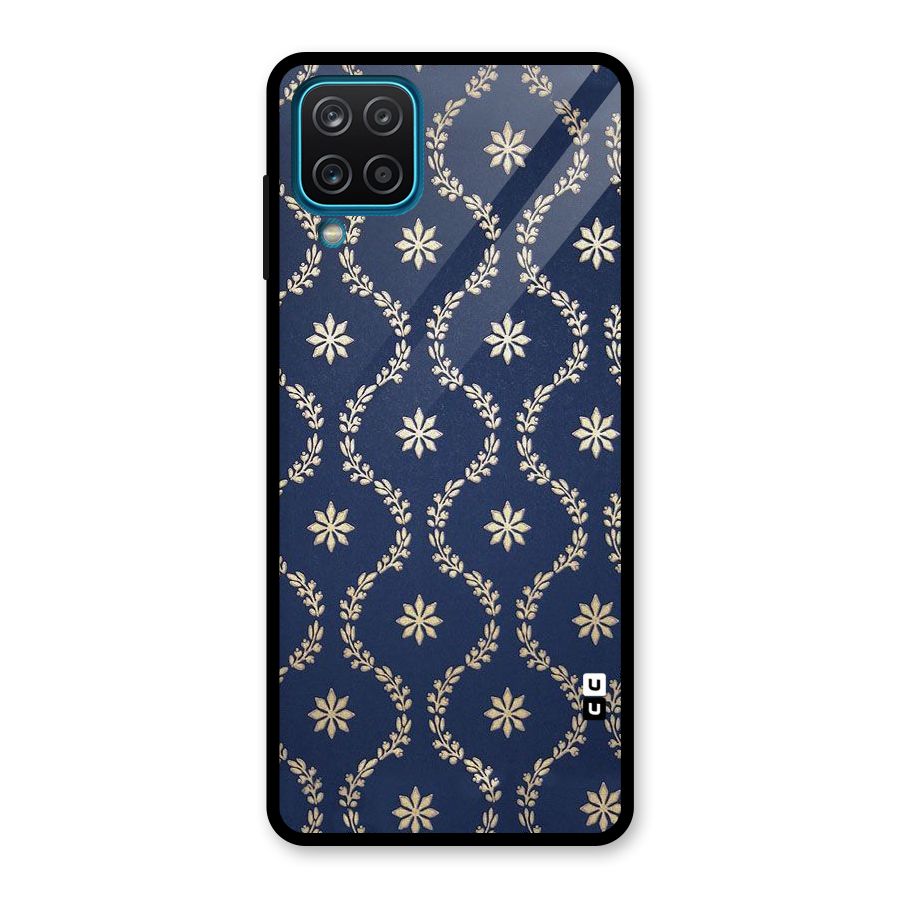 Gorgeous Gold Leaf Pattern Glass Back Case for Galaxy A12