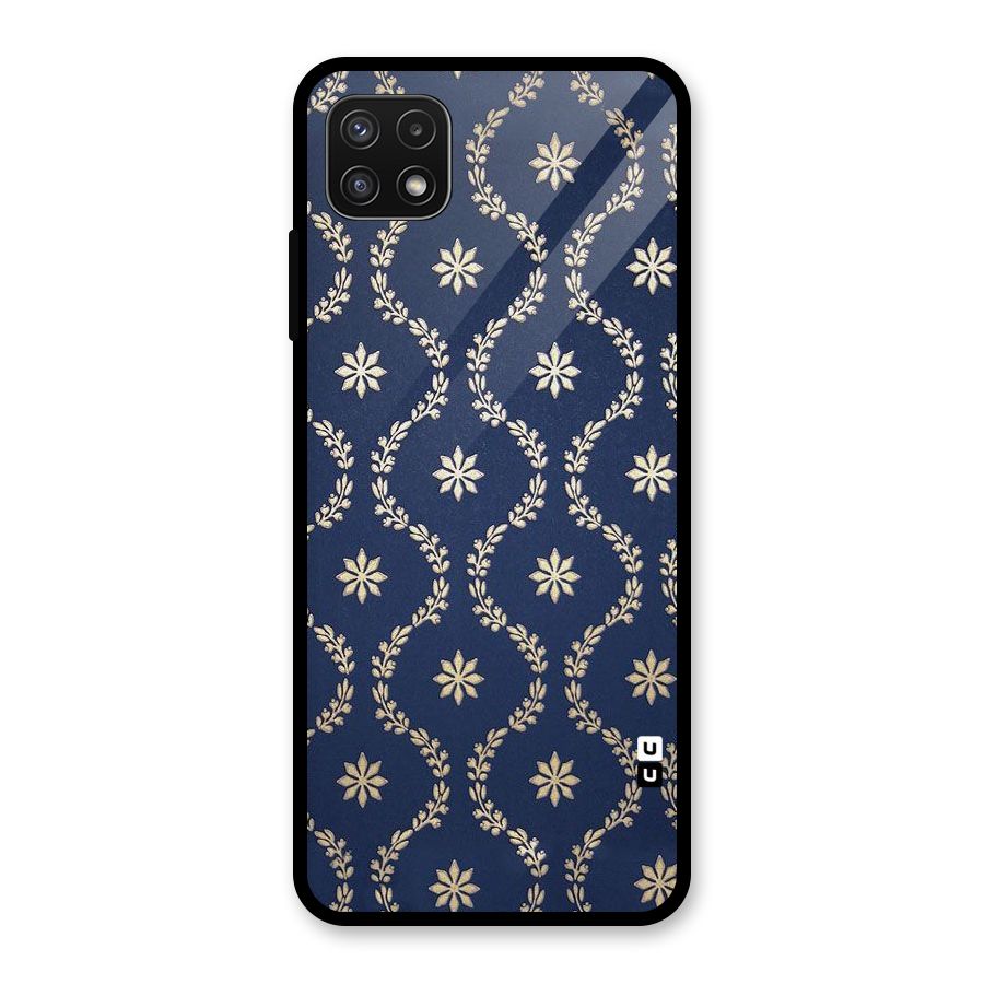 Gorgeous Gold Leaf Pattern Glass Back Case for Galaxy A22 5G