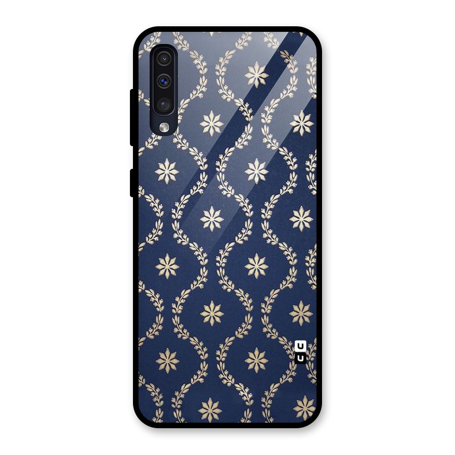 Gorgeous Gold Leaf Pattern Glass Back Case for Galaxy A50