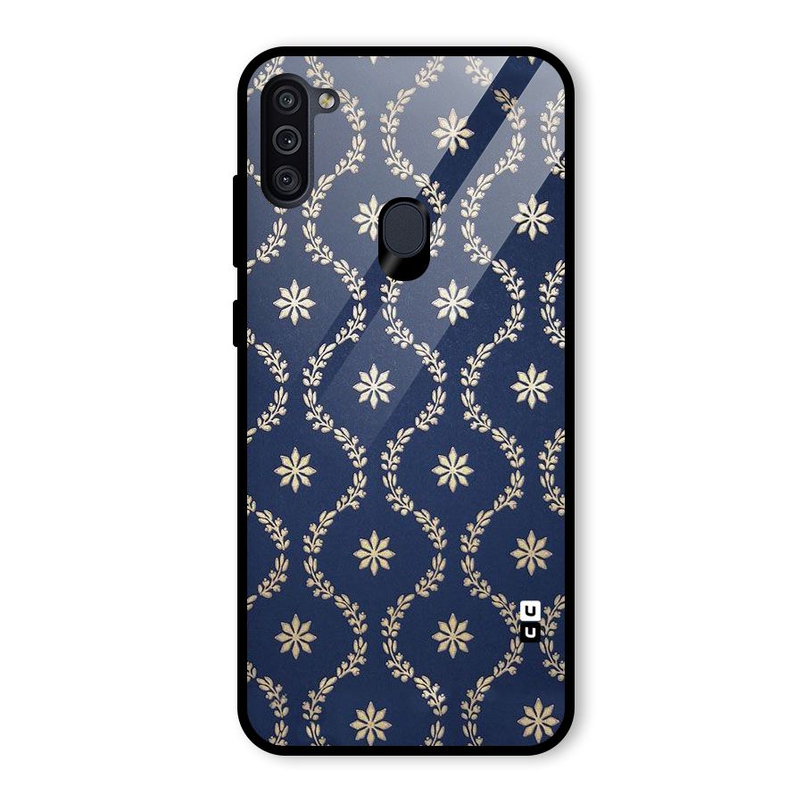 Gorgeous Gold Leaf Pattern Glass Back Case for Galaxy M11