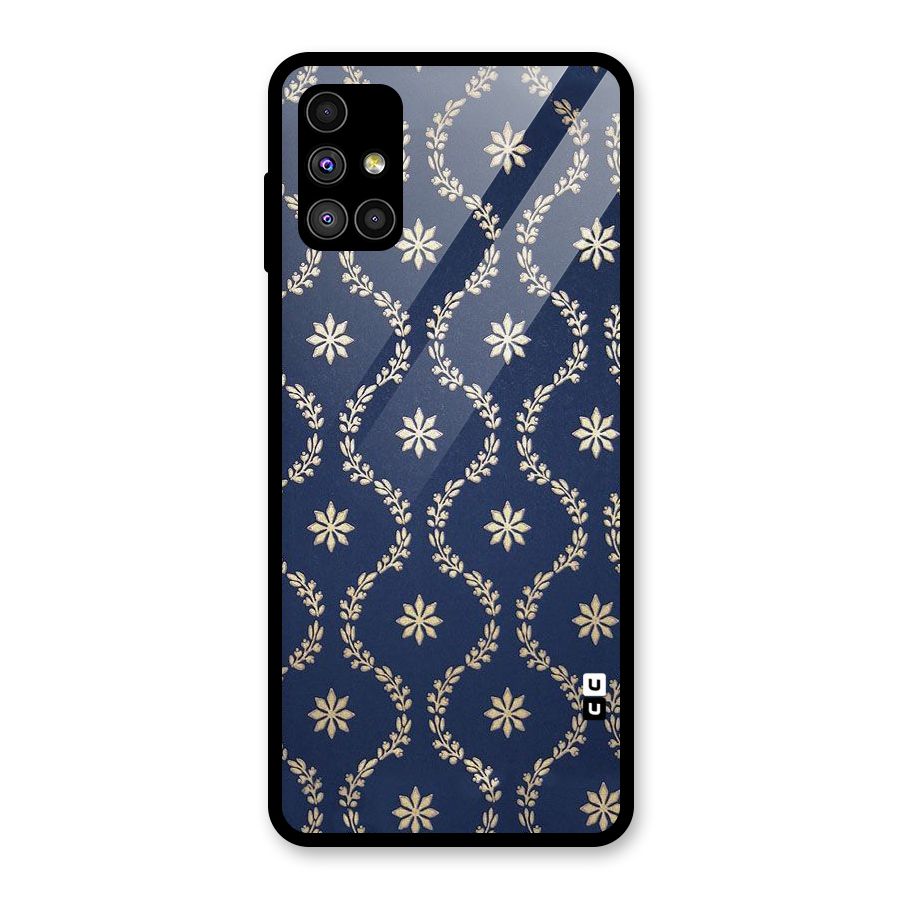 Gorgeous Gold Leaf Pattern Glass Back Case for Galaxy M51