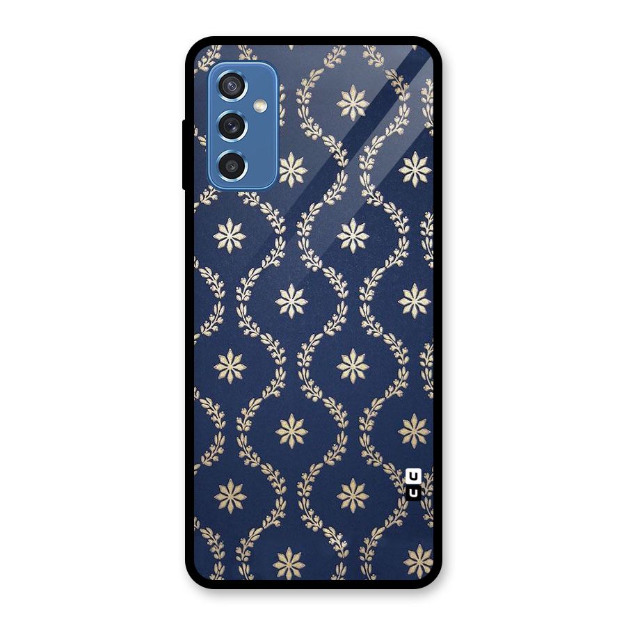 Gorgeous Gold Leaf Pattern Glass Back Case for Galaxy M52 5G