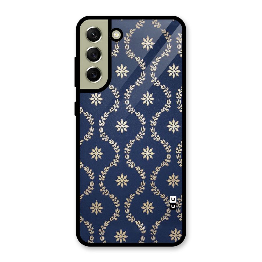 Gorgeous Gold Leaf Pattern Glass Back Case for Galaxy S21 FE 5G