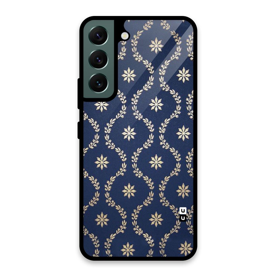 Gorgeous Gold Leaf Pattern Glass Back Case for Galaxy S22 5G