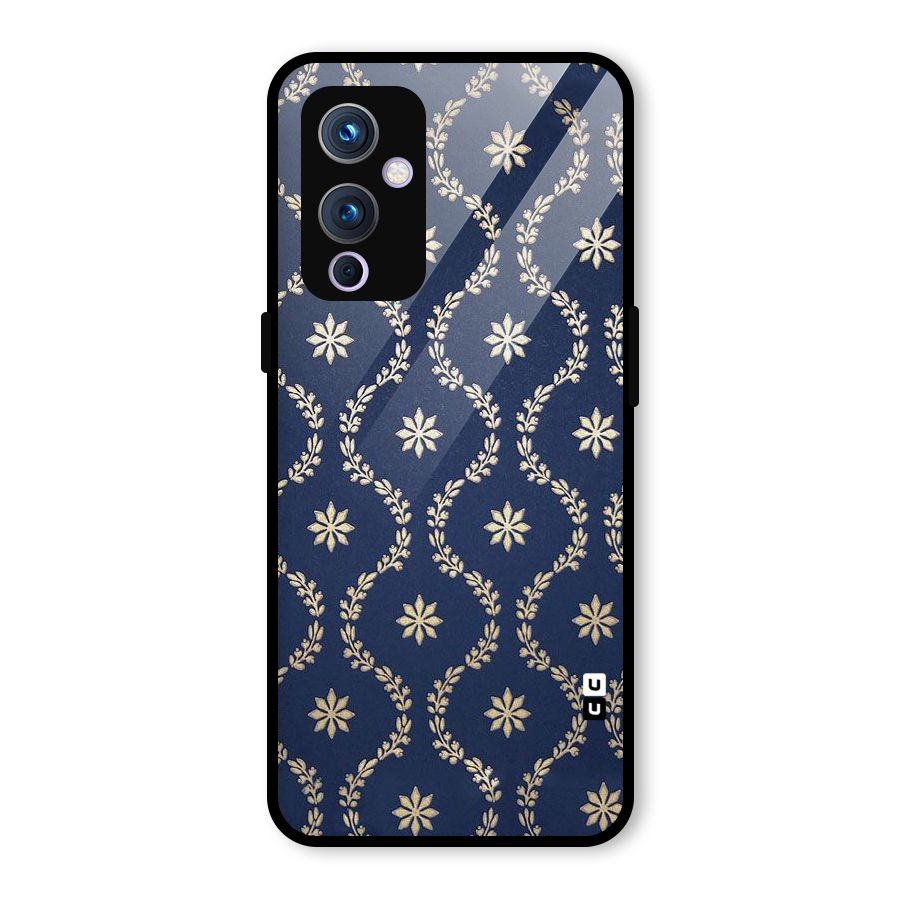 Gorgeous Gold Leaf Pattern Glass Back Case for OnePlus 9