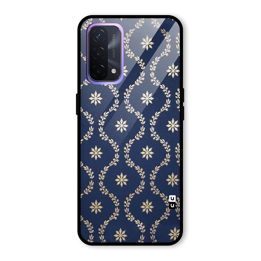 Gorgeous Gold Leaf Pattern Glass Back Case for Oppo A74 5G