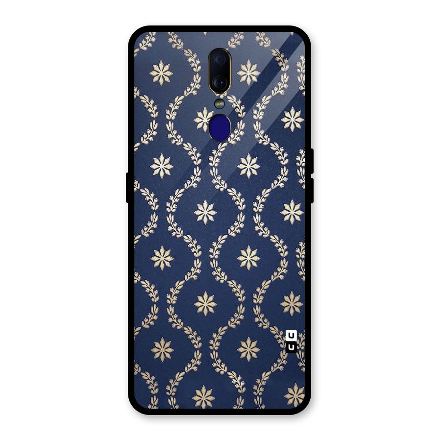 Gorgeous Gold Leaf Pattern Glass Back Case for Oppo F11