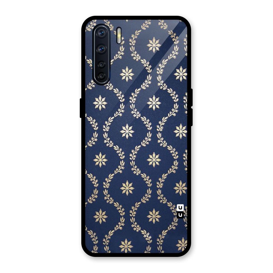 Gorgeous Gold Leaf Pattern Glass Back Case for Oppo F15