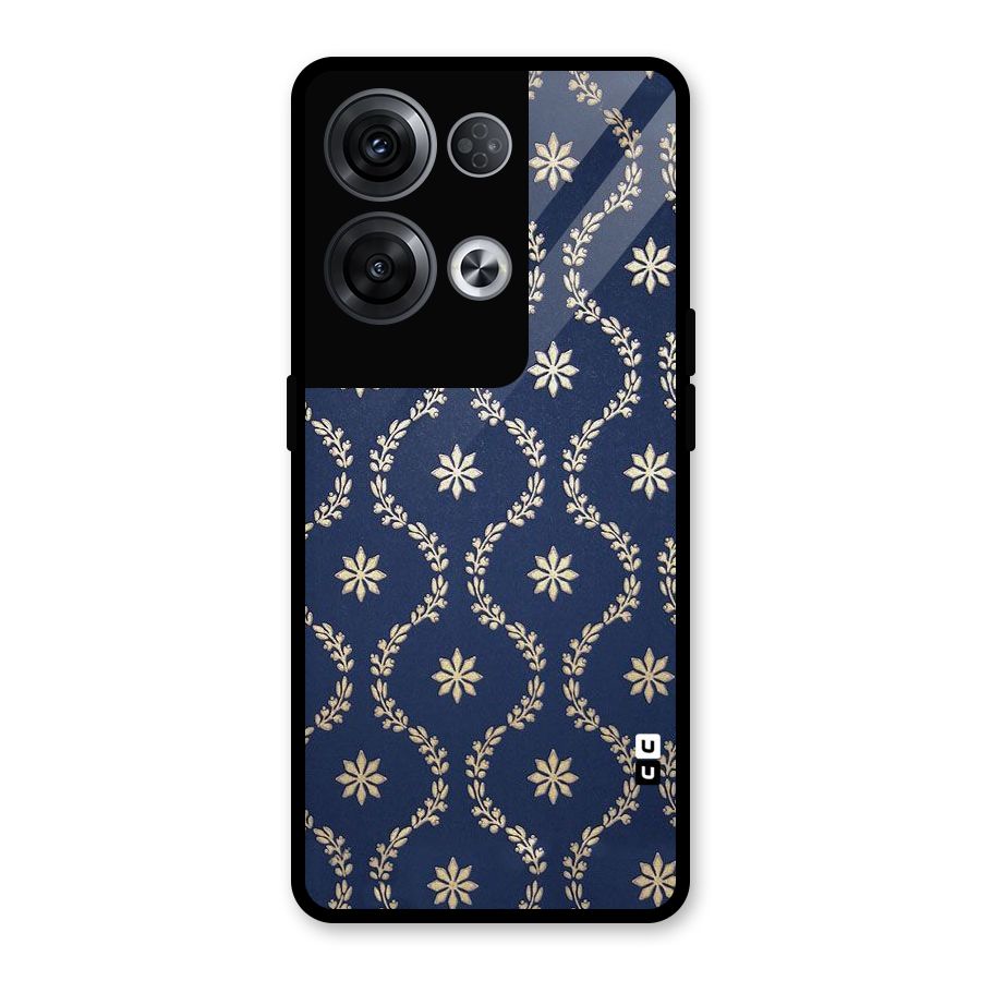 Gorgeous Gold Leaf Pattern Glass Back Case for Oppo Reno8 Pro 5G