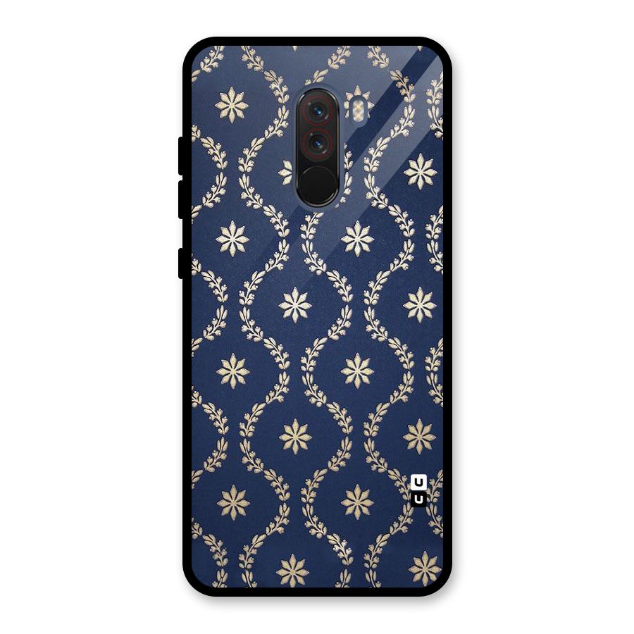 Gorgeous Gold Leaf Pattern Glass Back Case for Poco F1