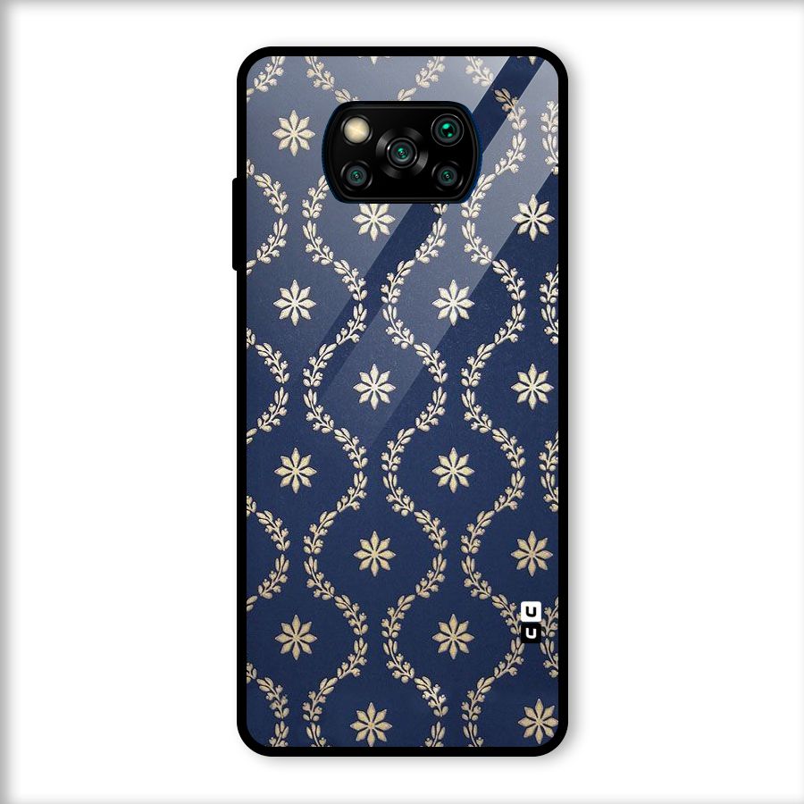 Gorgeous Gold Leaf Pattern Glass Back Case for Poco X3