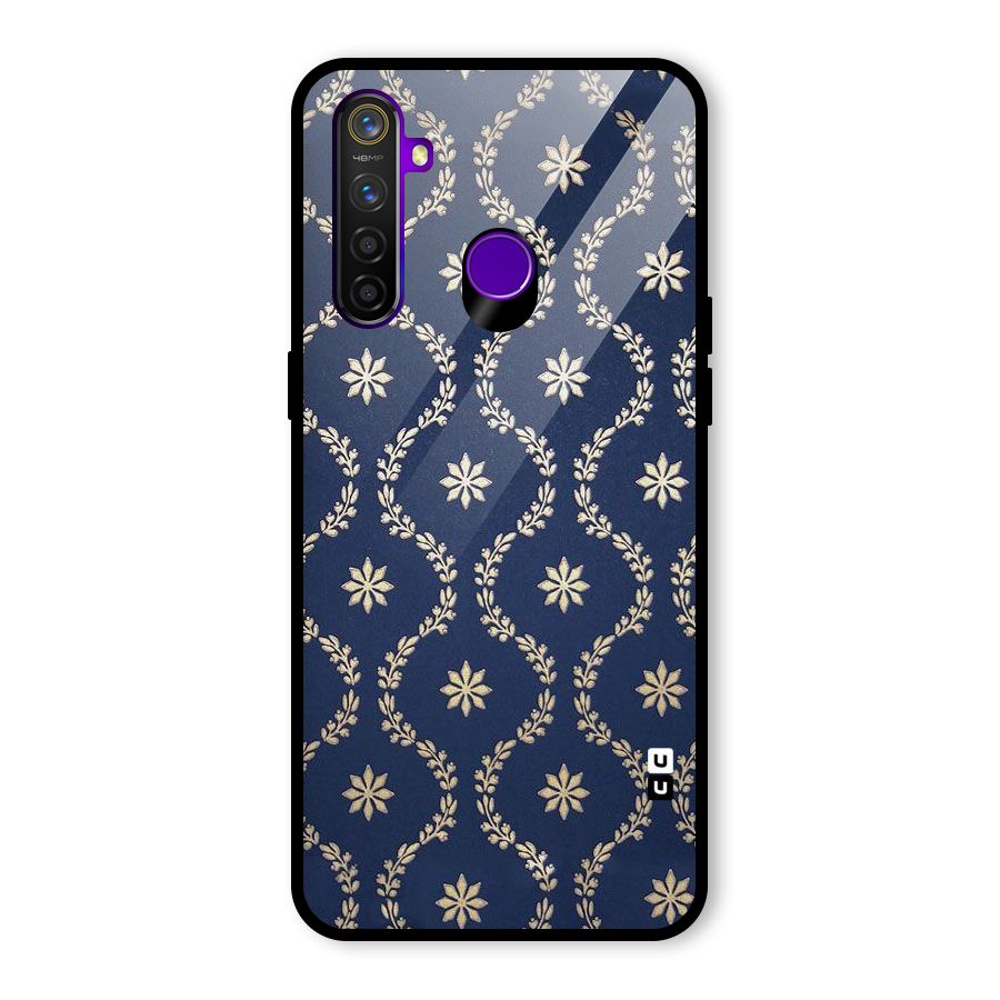 Gorgeous Gold Leaf Pattern Glass Back Case for Realme 5 Pro