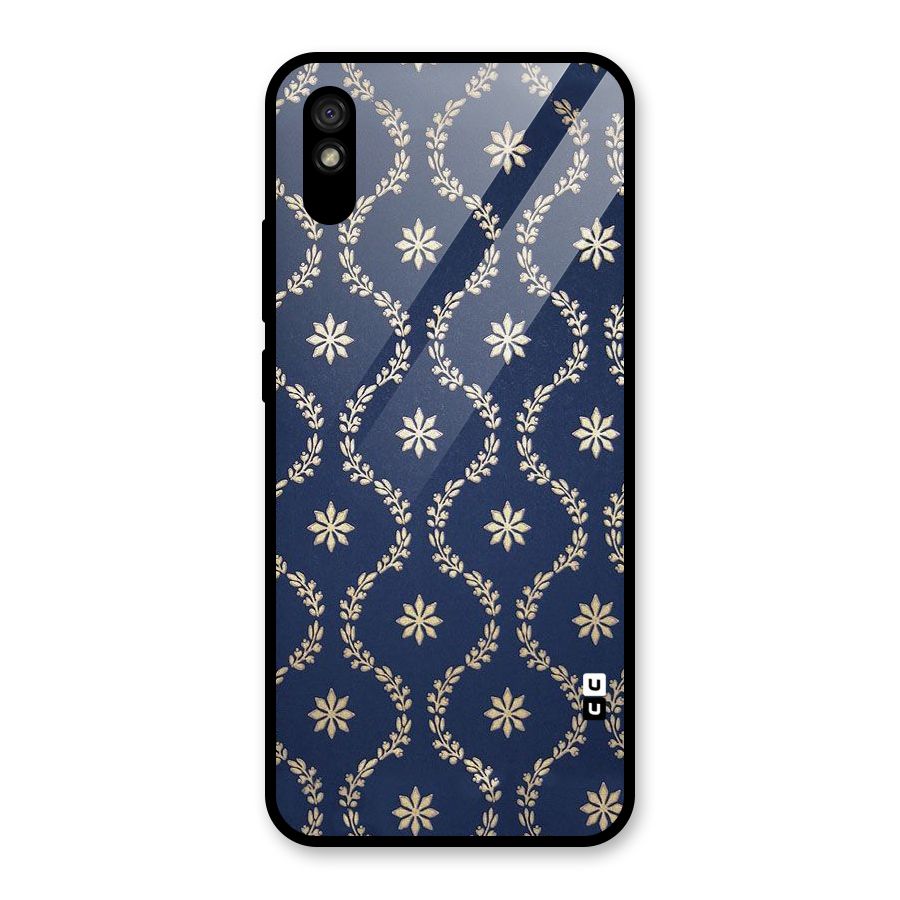 Gorgeous Gold Leaf Pattern Glass Back Case for Redmi 9A