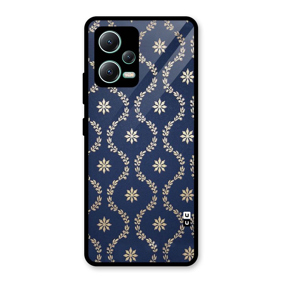 Gorgeous Gold Leaf Pattern Glass Back Case for Redmi Note 12 5G