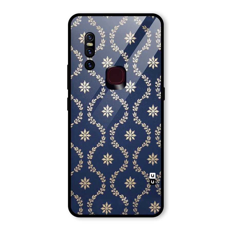 Gorgeous Gold Leaf Pattern Glass Back Case for Vivo V15