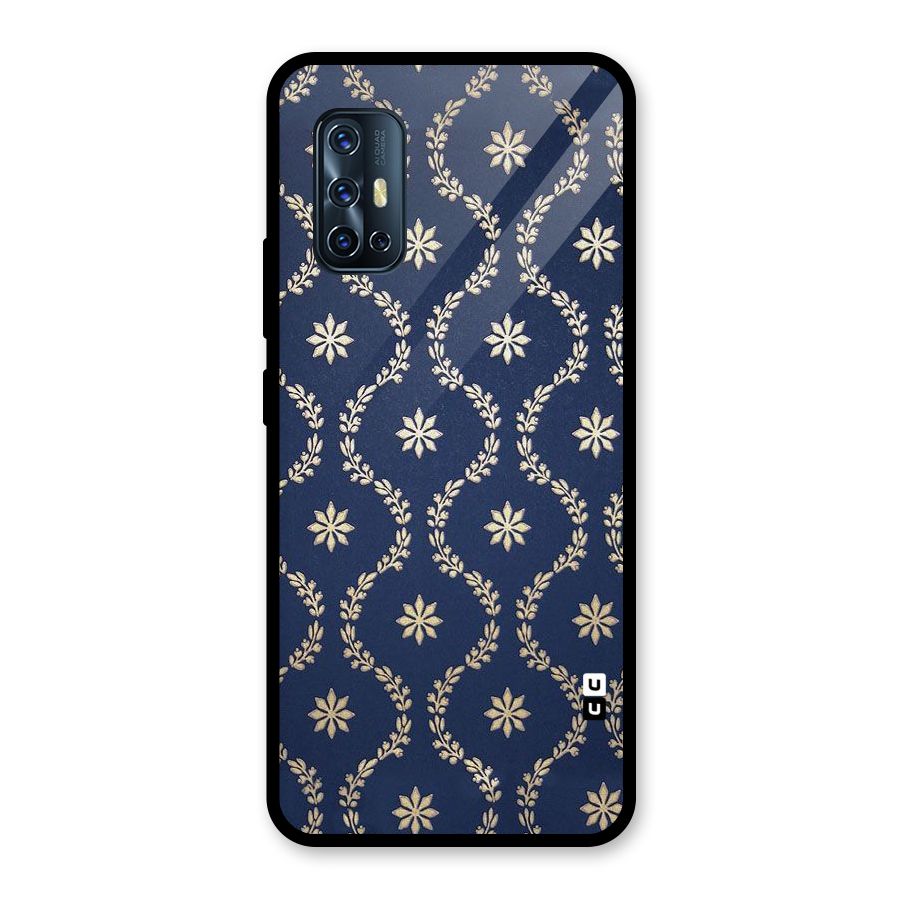 Gorgeous Gold Leaf Pattern Glass Back Case for Vivo V17