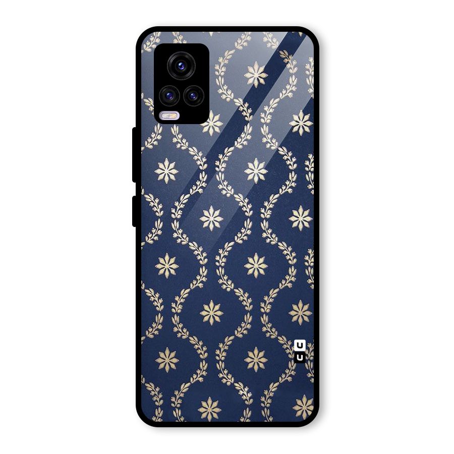 Gorgeous Gold Leaf Pattern Glass Back Case for Vivo V20