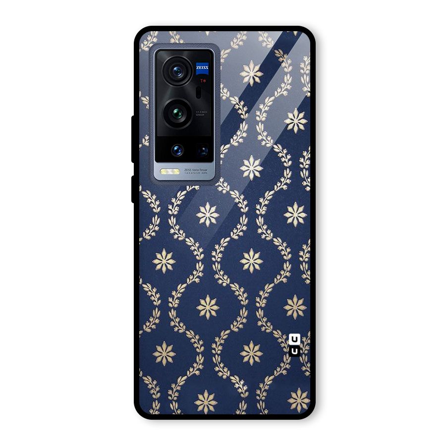 Gorgeous Gold Leaf Pattern Glass Back Case for Vivo X60 Pro Plus