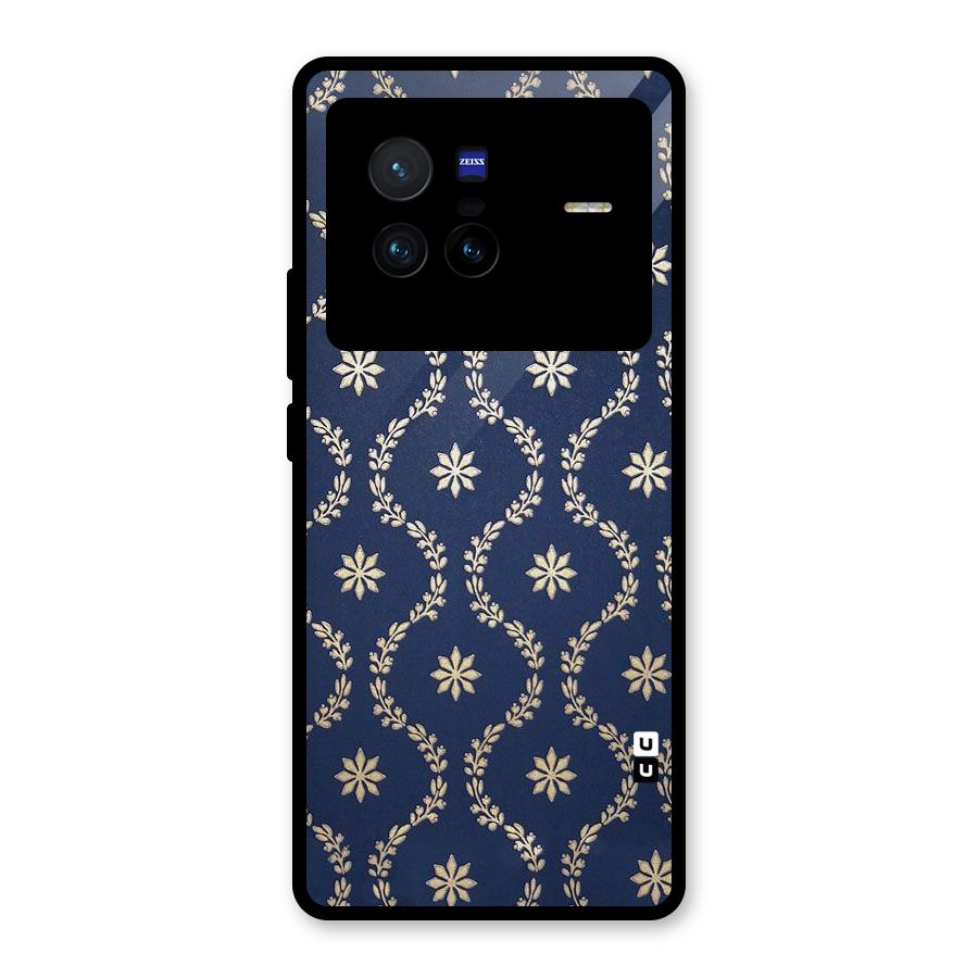 Gorgeous Gold Leaf Pattern Glass Back Case for Vivo X80