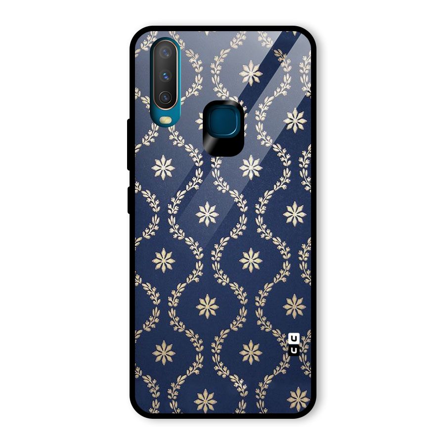 Gorgeous Gold Leaf Pattern Glass Back Case for Vivo Y15