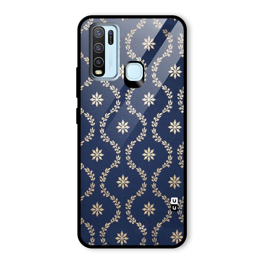 Gorgeous Gold Leaf Pattern Glass Back Case for Vivo Y30