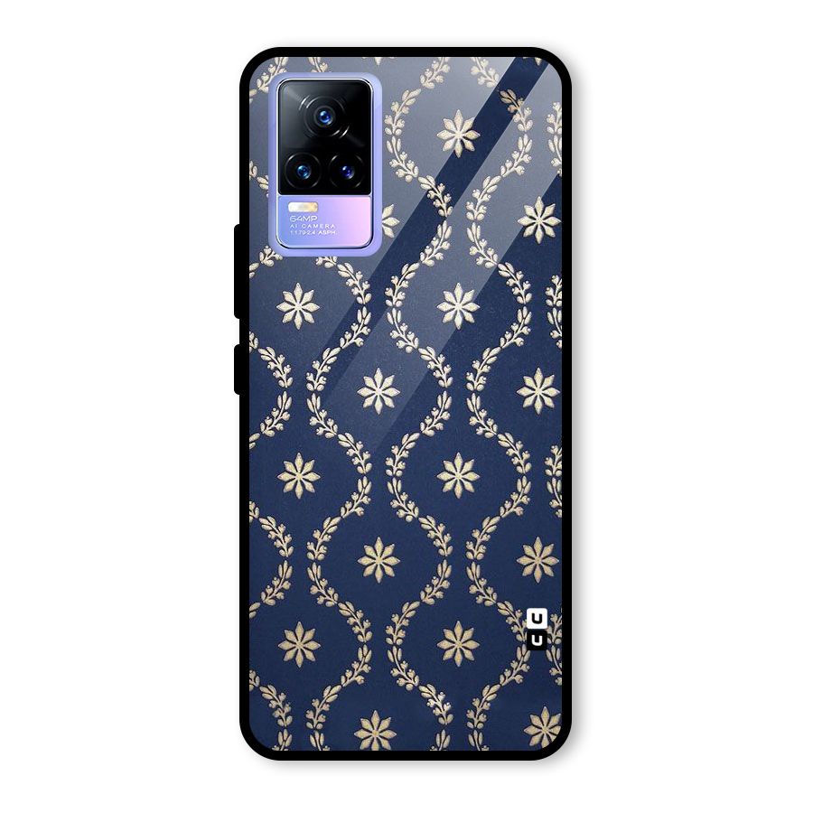 Gorgeous Gold Leaf Pattern Glass Back Case for Vivo Y73