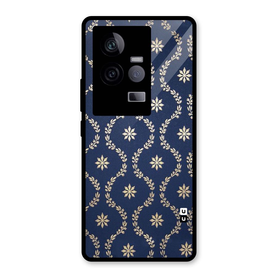 Gorgeous Gold Leaf Pattern Glass Back Case for Vivo iQOO 11 5G