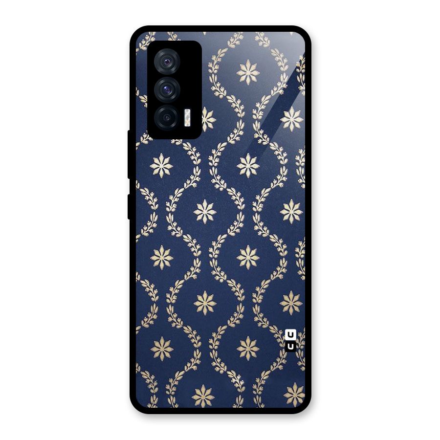 Gorgeous Gold Leaf Pattern Glass Back Case for Vivo iQOO 7 5G