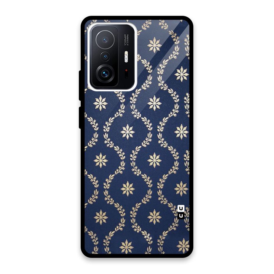 Gorgeous Gold Leaf Pattern Glass Back Case for Xiaomi 11T Pro