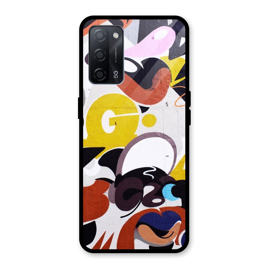 Graffiti Wall Glass Back Case for Oppo A53s 5G