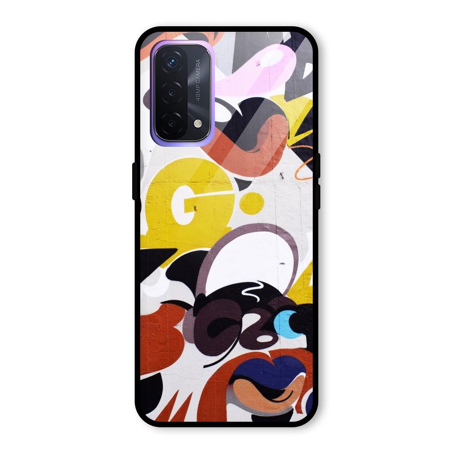 Graffiti Wall Glass Back Case for Oppo A74 5G