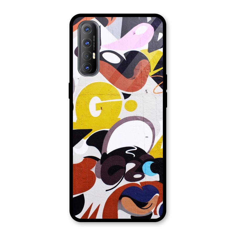 Graffiti Wall Glass Back Case for Oppo Reno3 Pro