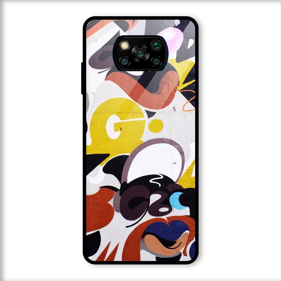 Graffiti Wall Glass Back Case for Poco X3