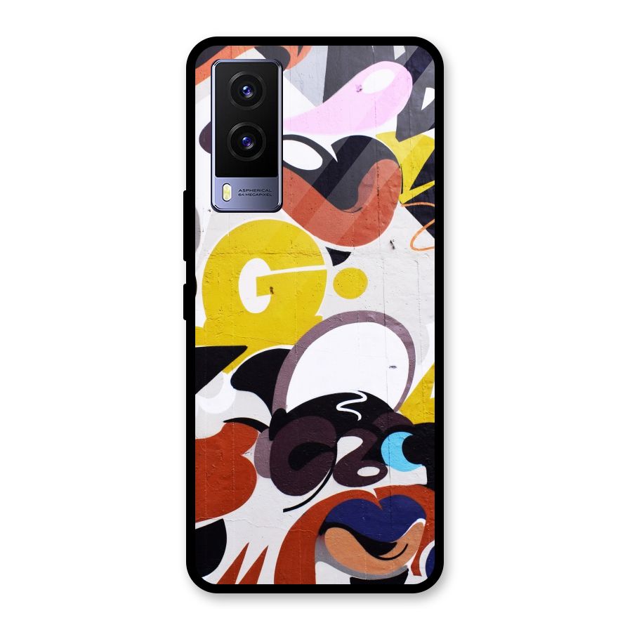 Graffiti Wall Glass Back Case for Vivo V21e 5G