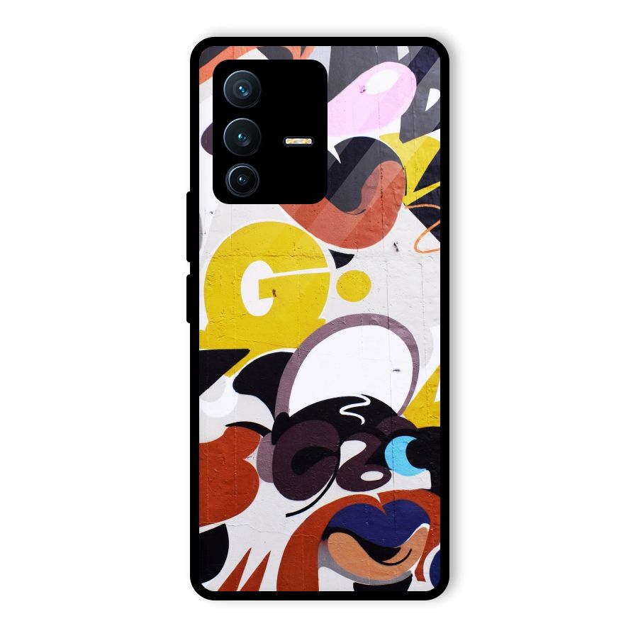 Graffiti Wall Glass Back Case for Vivo V23 Pro