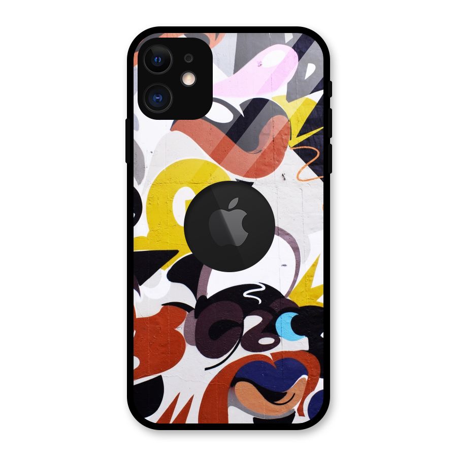 Graffiti Wall Glass Back Case for iPhone 11 Logo Cut