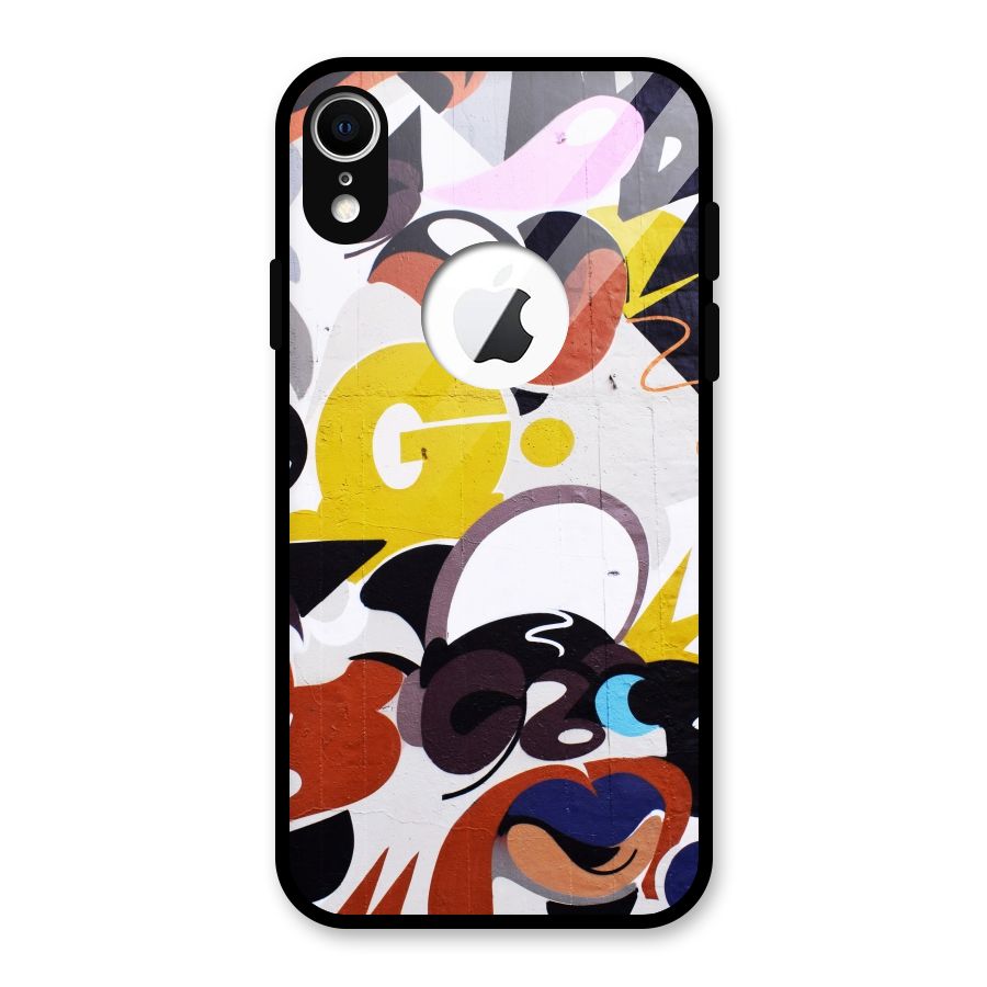 Graffiti Wall Glass Back Case for iPhone XR Logo Cut