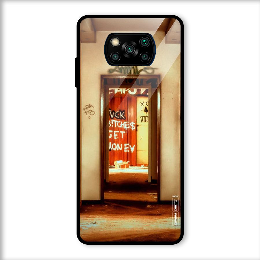 Grafitty Door Glass Back Case for Poco X3