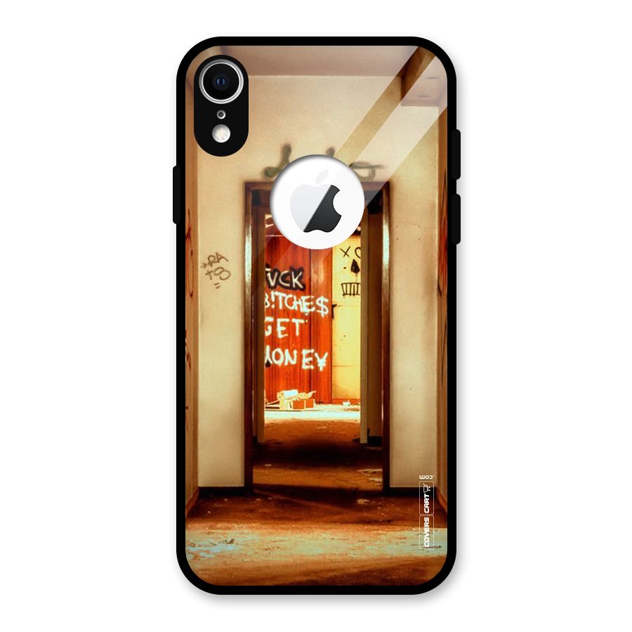 Grafitty Door Glass Back Case for iPhone XR Logo Cut